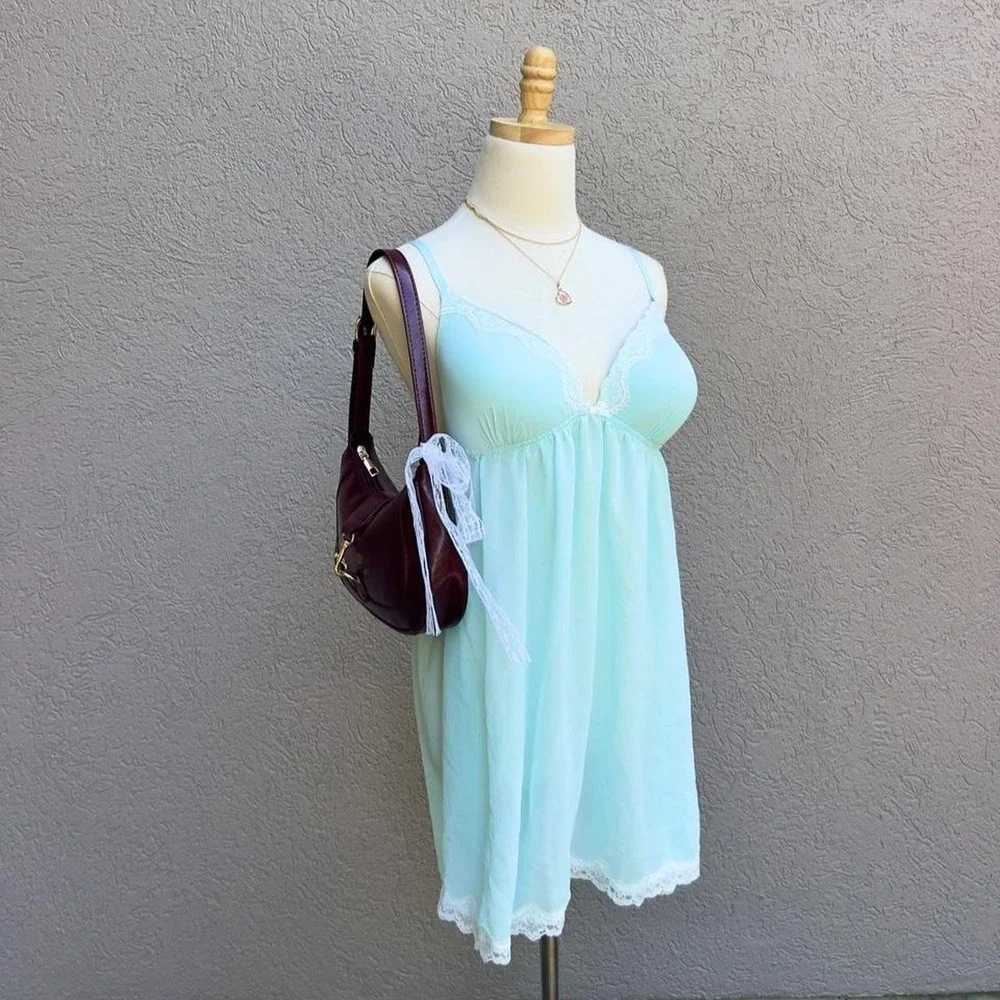 Turquoise Blue Babydoll Slip Chemise Lingerie Nightie Size XL Mermaid Fairy